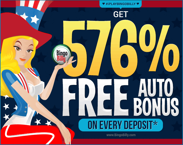 BIG NEWS! GET A 602% FREE PATRIOTIC BONUS ON EVERY DEPOSIT! BINGOBILLY.COM